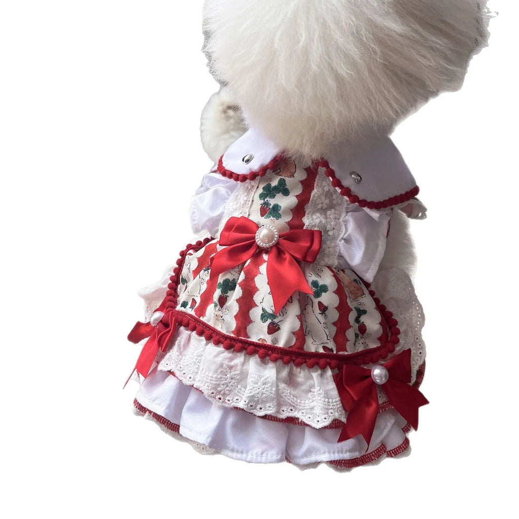 Polyester princess-style rabbit skirt dress for a small dog on a white background.