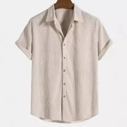 Men's short-sleeved polyester cardigan shirt available in multiple colours and sizes S through 5XL