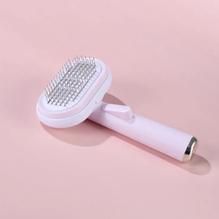 Pet hair removal steel needle comb brush in blue, ABS material, for dogs and cats