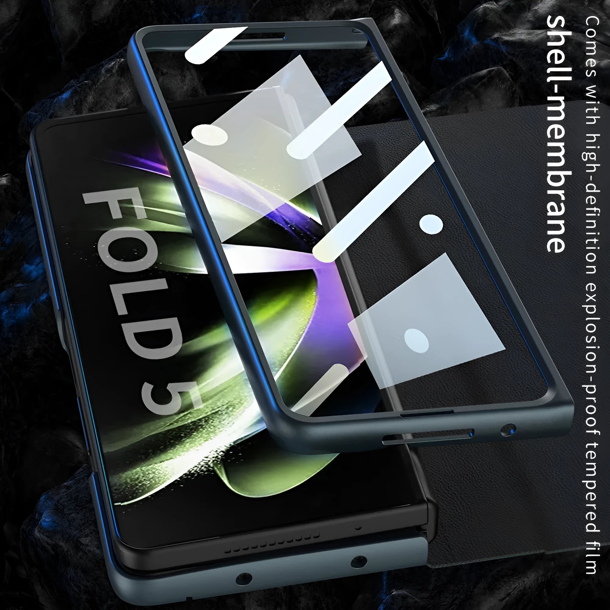 Samsung Galaxy Z Fold5 PC back cover case in Carbon Fiber Pattern with anti-fall protection