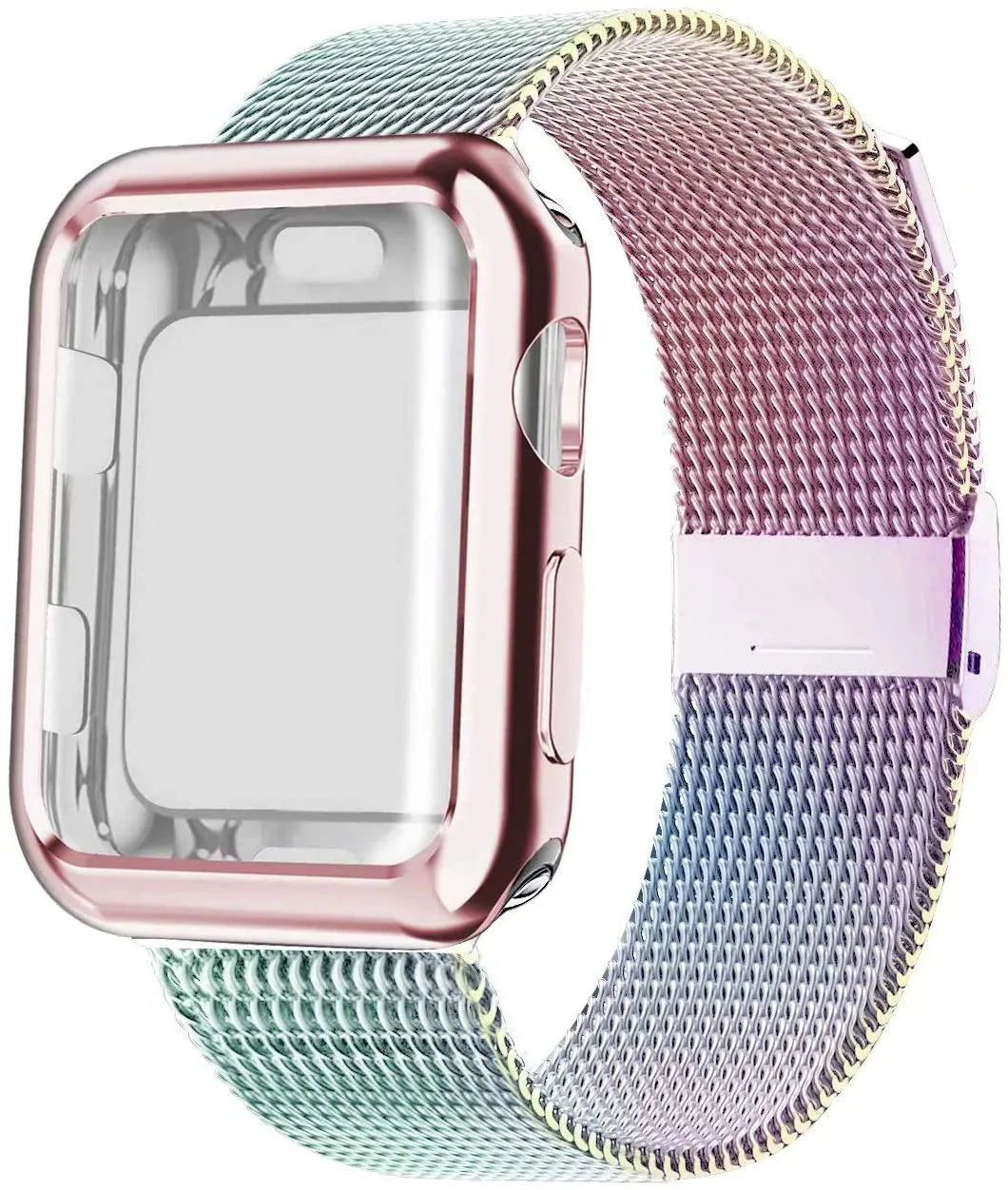 Magnetic Milanese metal Apple Watch band in multiple colours for 38mm 40mm 42mm 44mm models with protective case