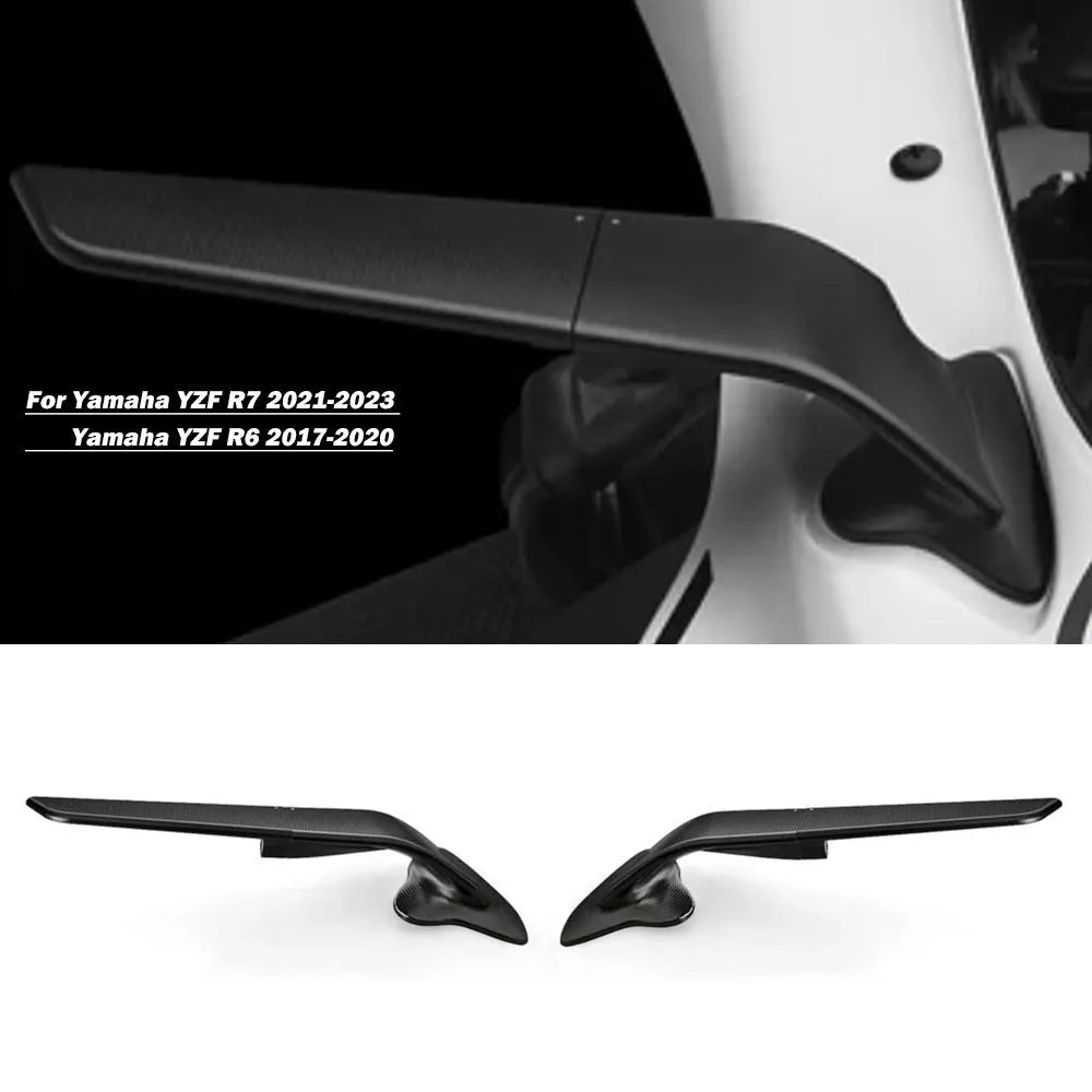 Pair of CNC rotating rearview mirrors for Yamaha YZFR6 R7 in black finish