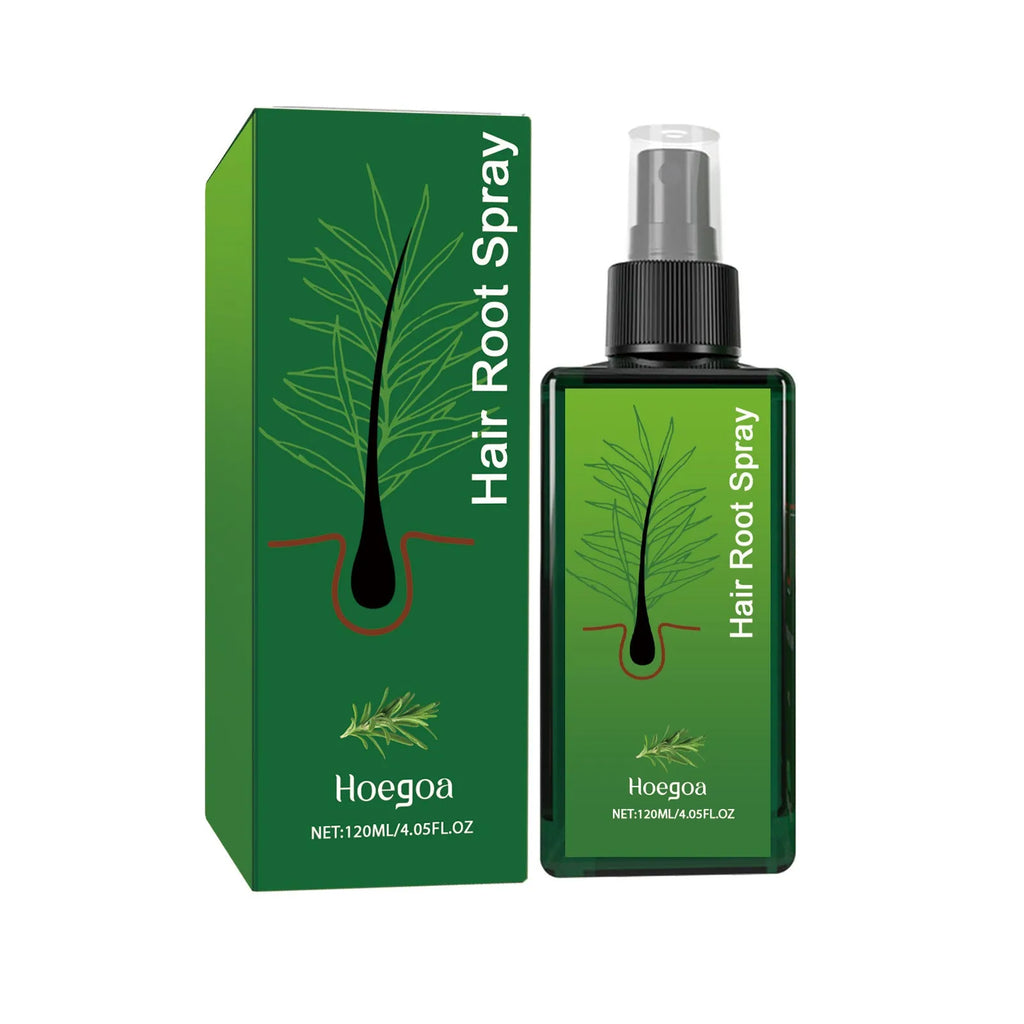 120ml rosemary essential oil dense hair growth spray bottle on a white background
