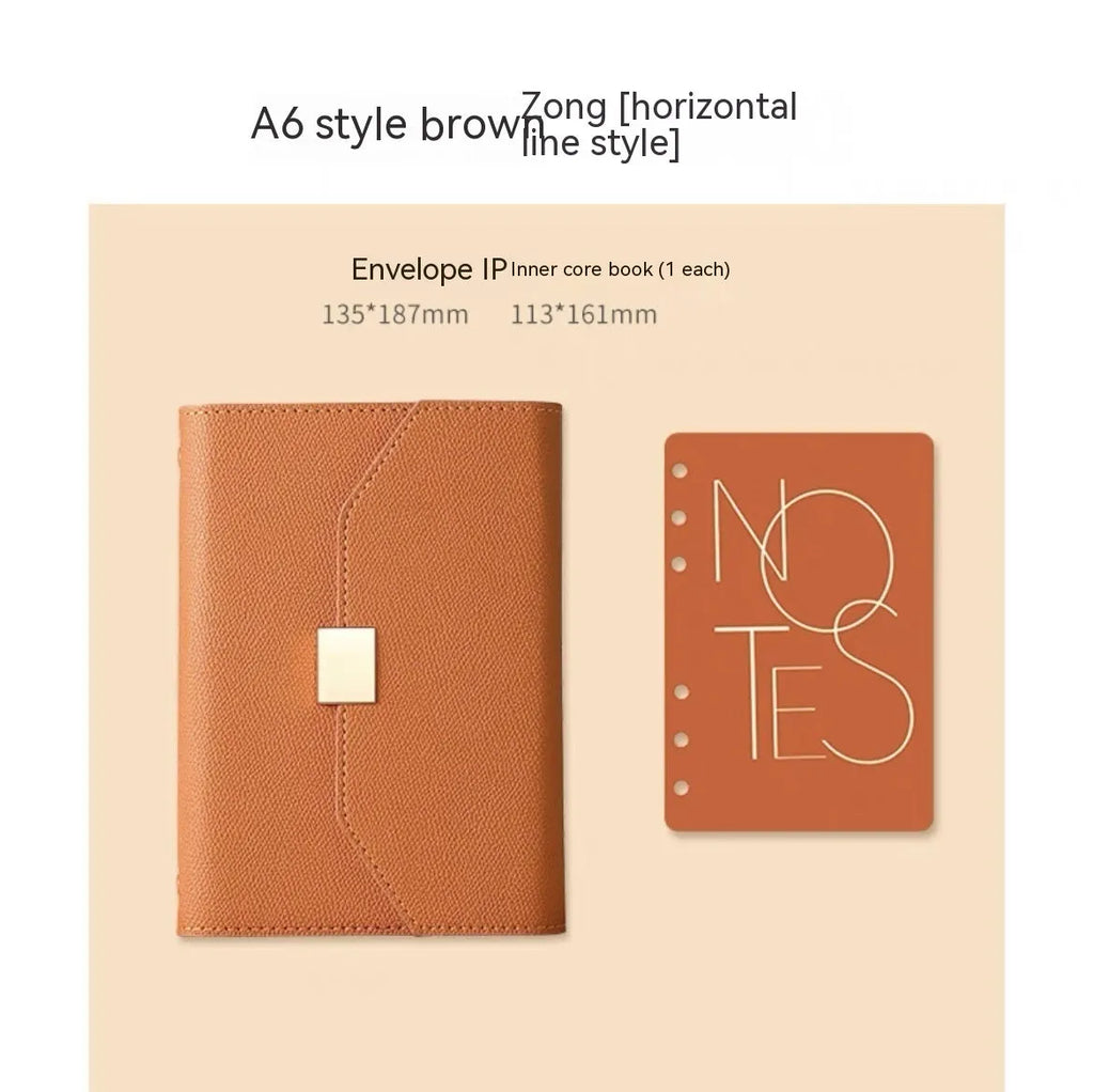 Business advanced loose leaf notebook gift box set with PU cover in brown A5 size
