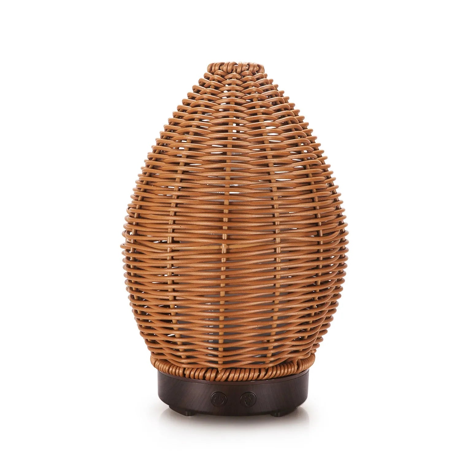 Hollow rattan aroma diffuser with light wood grain base, 100ml capacity for essential oils