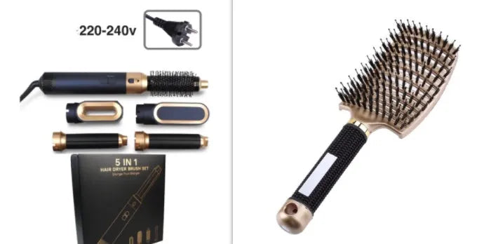 5-in-1 hot air comb with ceramic thermal conductor over 31mm diameter in black