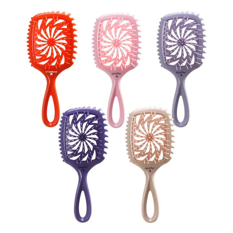 Whirlwind hollow hairdressing comb over 20cm in dark purple, ABS TPEE material
