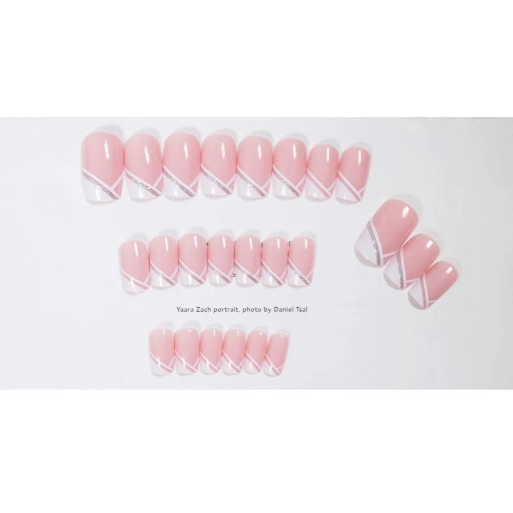 Oblique French fake nails 24-piece box with glue, manicure finished simple wearing nail tools