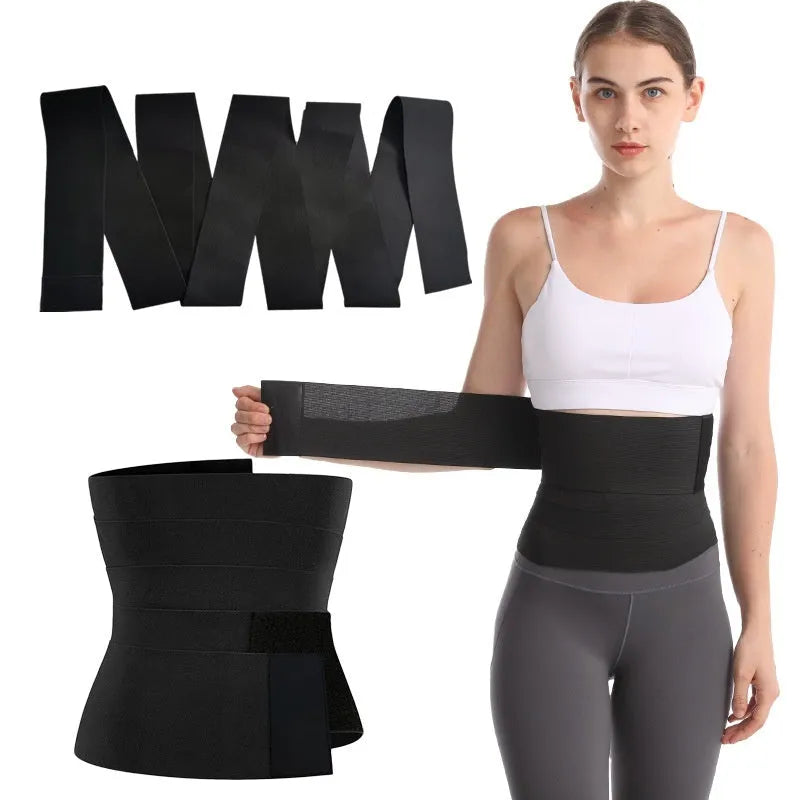 Women's polyester fibre waist trainer exercise restraint belt showing 10cm width and length options for body shaping