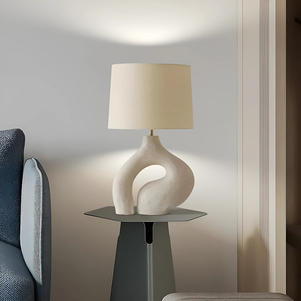 Modern minimalist Nordic fabric table lamp with resin base and cloth lampshade 30x45cm