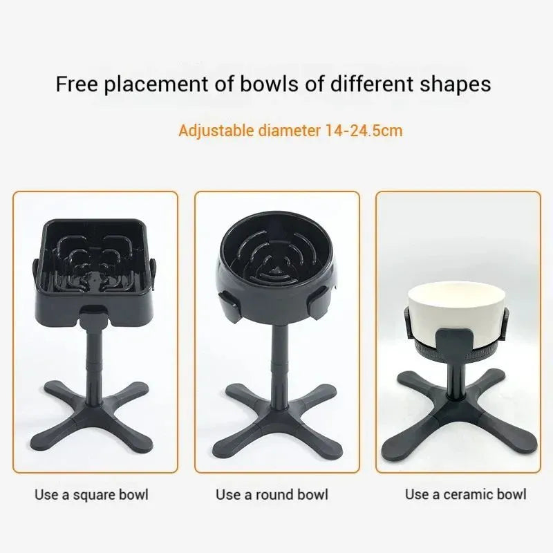 Adjustable elevated dog food bowls stand with anti-slip base for medium and large pets