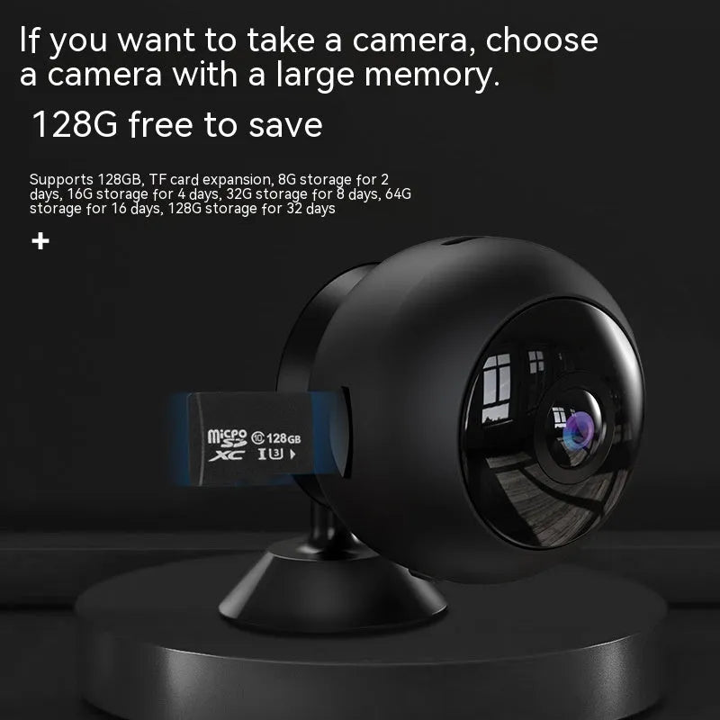 Wireless WIFI surveillance camera with ABS plastic housing showing lens and connectivity ports