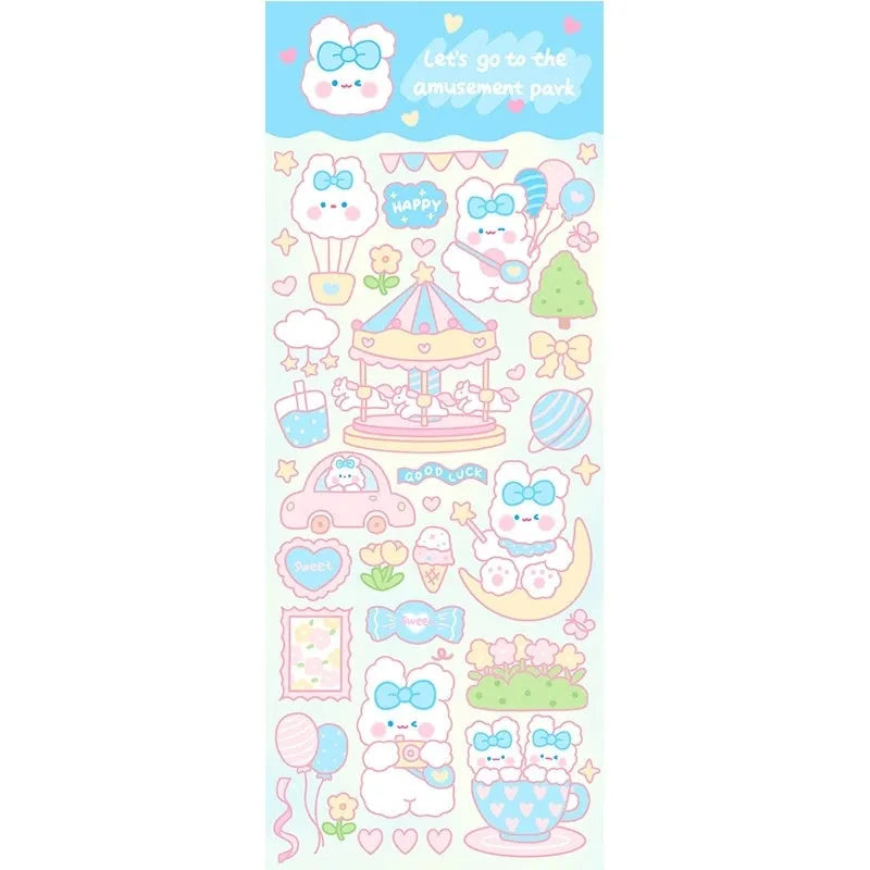 Waterproof PVC cartoon stickers for notebook decoration and office stationery