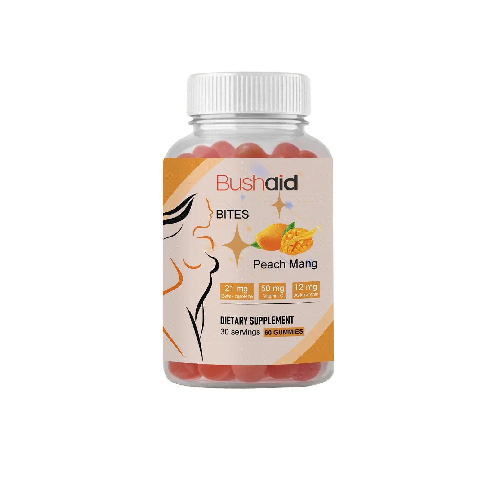BUSHAID Tanning Gummy Candies dietary supplement with 60 soft candies for skin treatment support