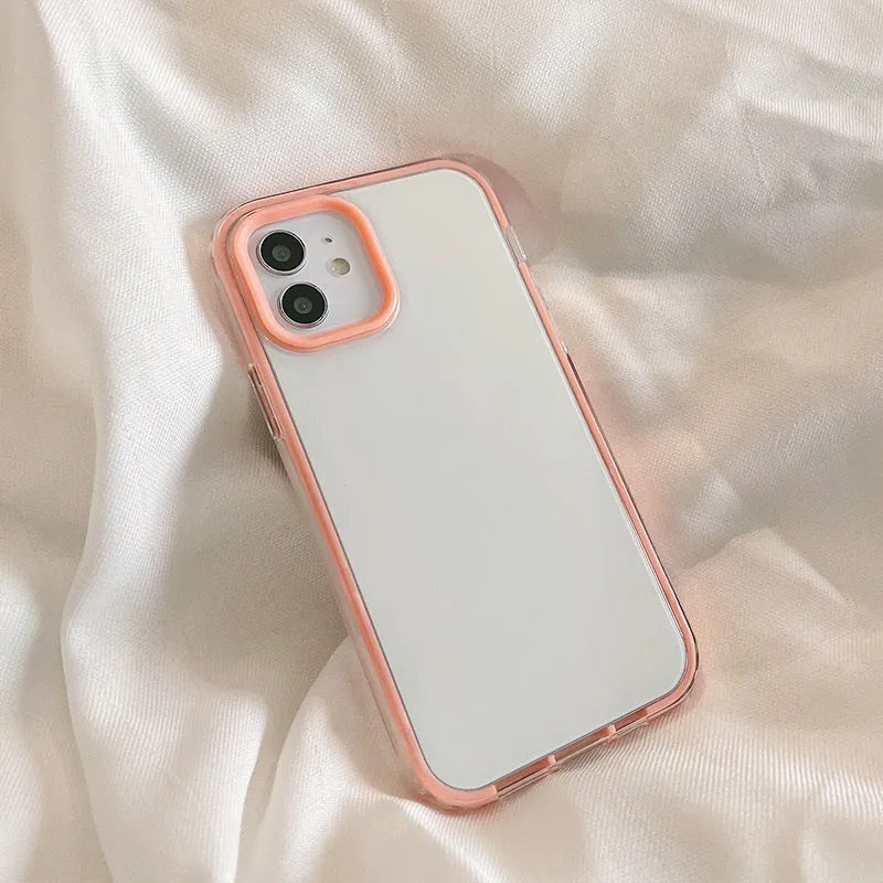 Simple 16Pro Max three-in-one frame TPU phone case for iPhone, purple colour, back cover view