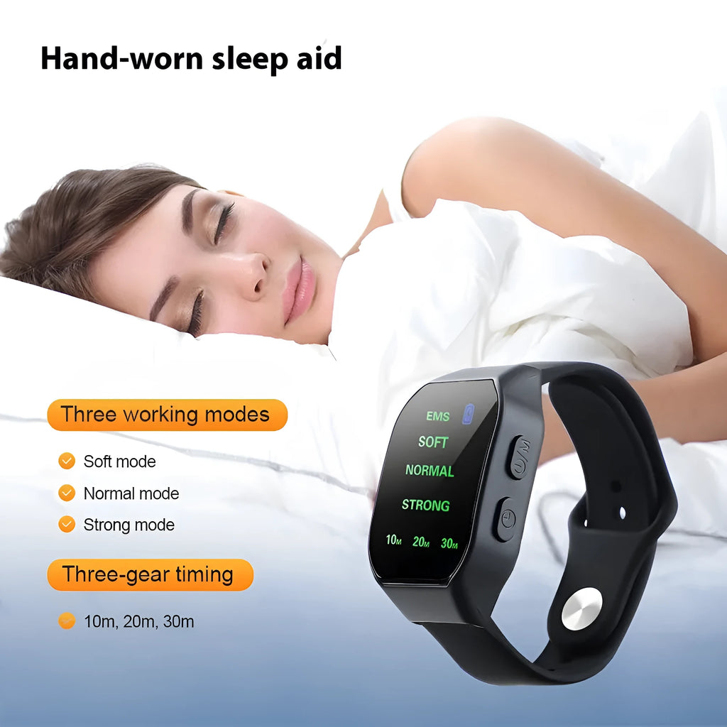 Smart micro-current watch hand wear sleeping aid instrument in black with timing function