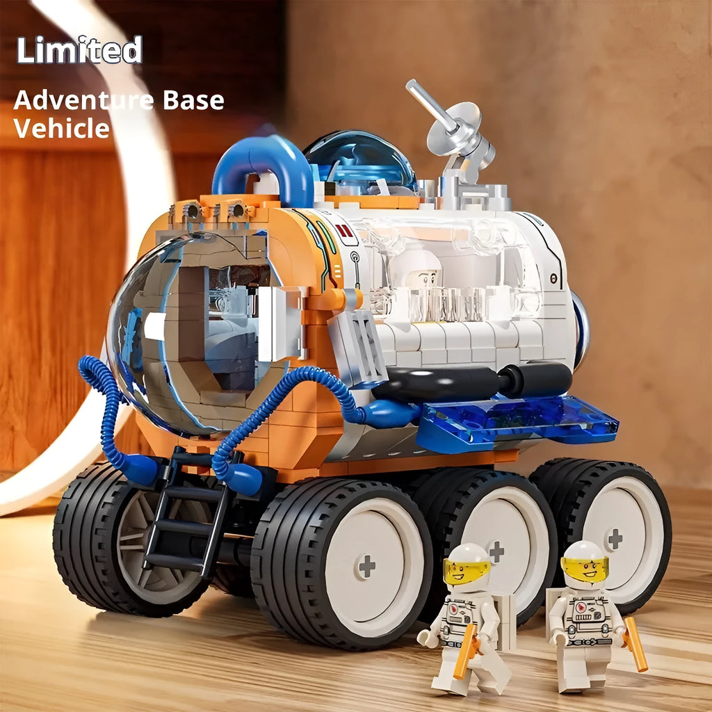 Creative education rocket building blocks toy set with plastic space exploration models in colour box
