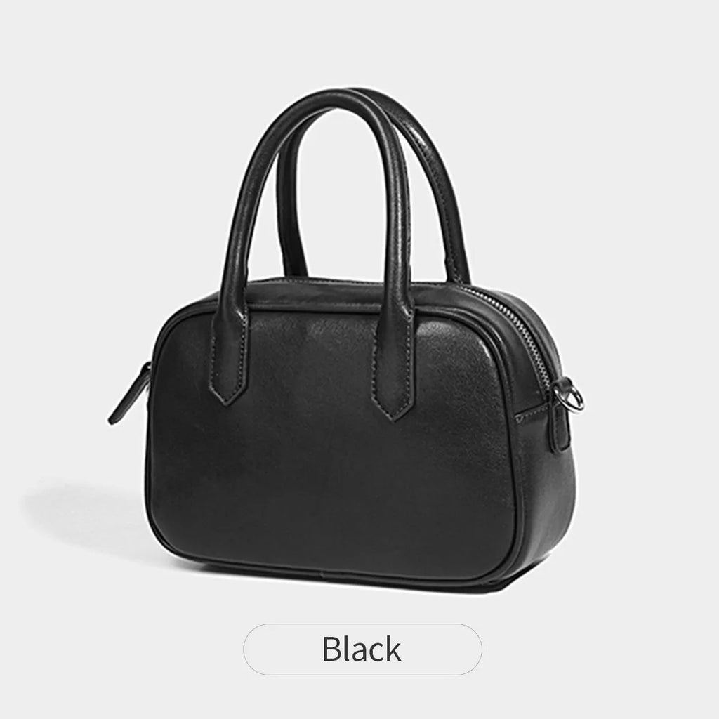 Retro style small square shoulder messenger bag in black PU leather with adjustable strap