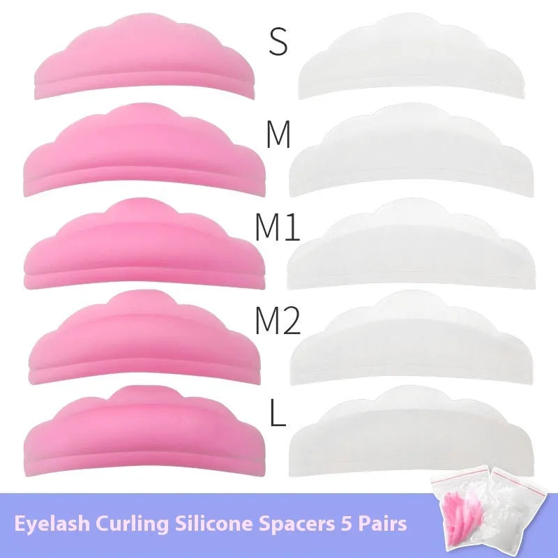 Silicone gasket pads for hot eyelash grafting, 5 pairs in white, sunflower edge design