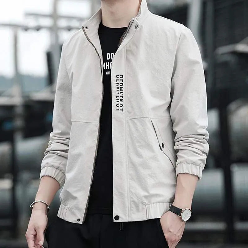 Men's stand collar casual coat in polyester fabric available in multiple colours