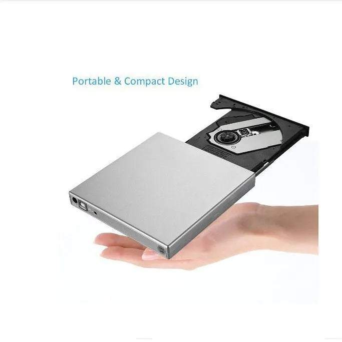 Neutral silver external DVD burner USB portable optical drive slim plastic body
