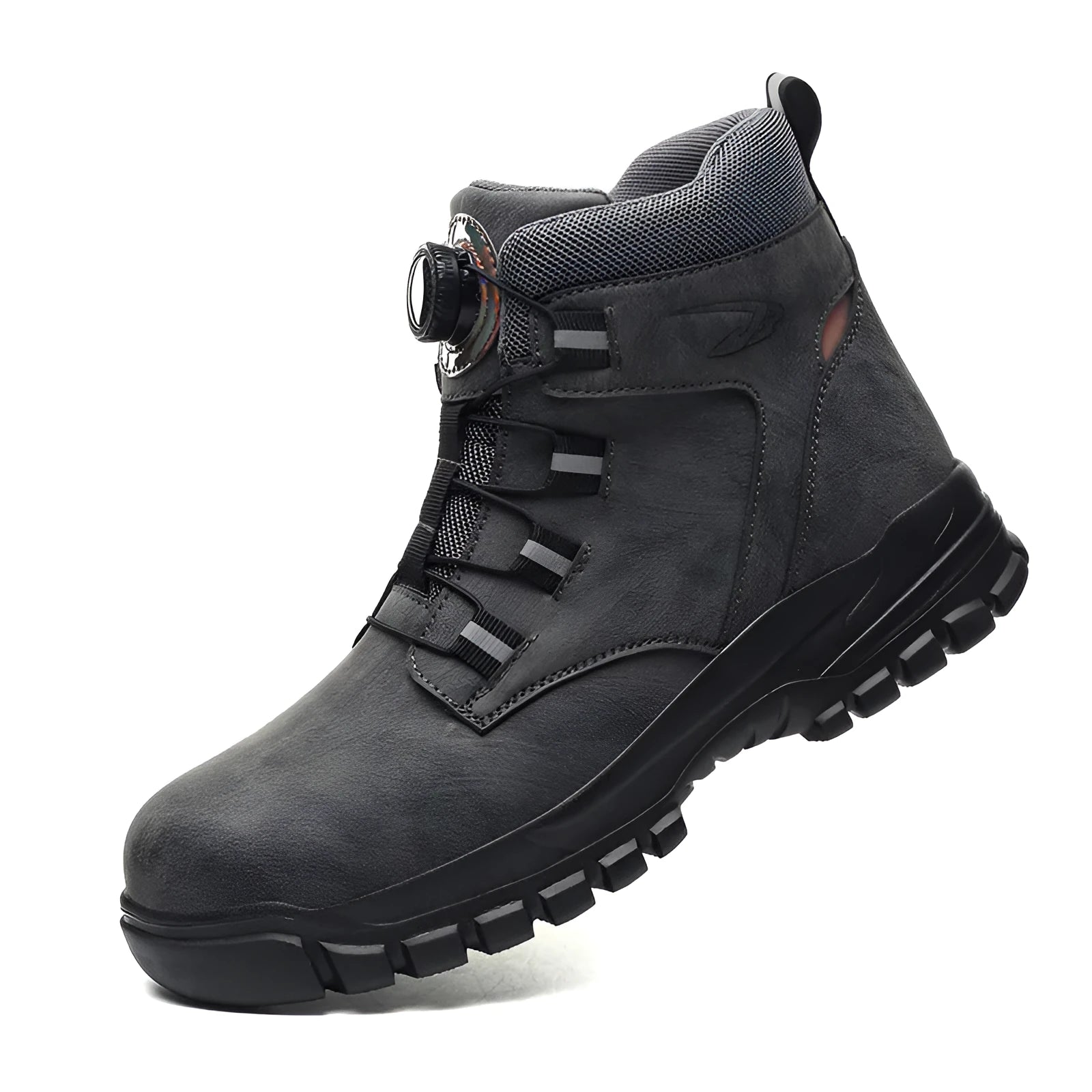Leather labour protection safety shoes with rubber sole in black, yellow, and grey colour options