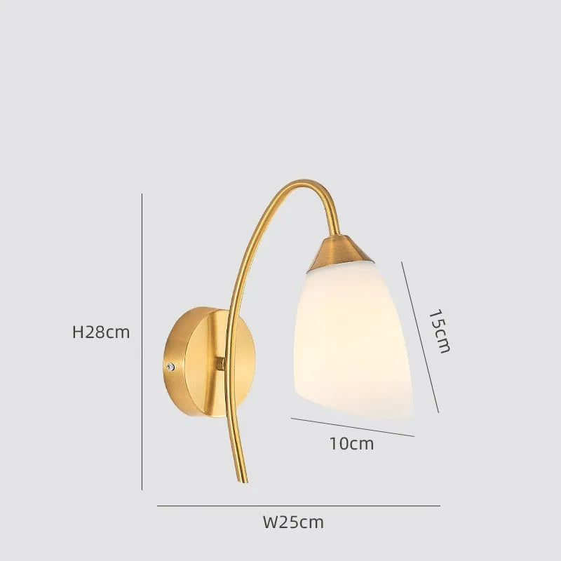 Modern copper colour glass wall lamp for bedside hallway living room