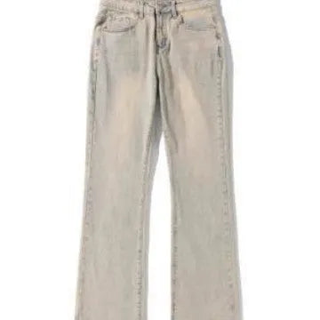 American retro black high-waist straight-leg button fly washed denim pants for teenagers