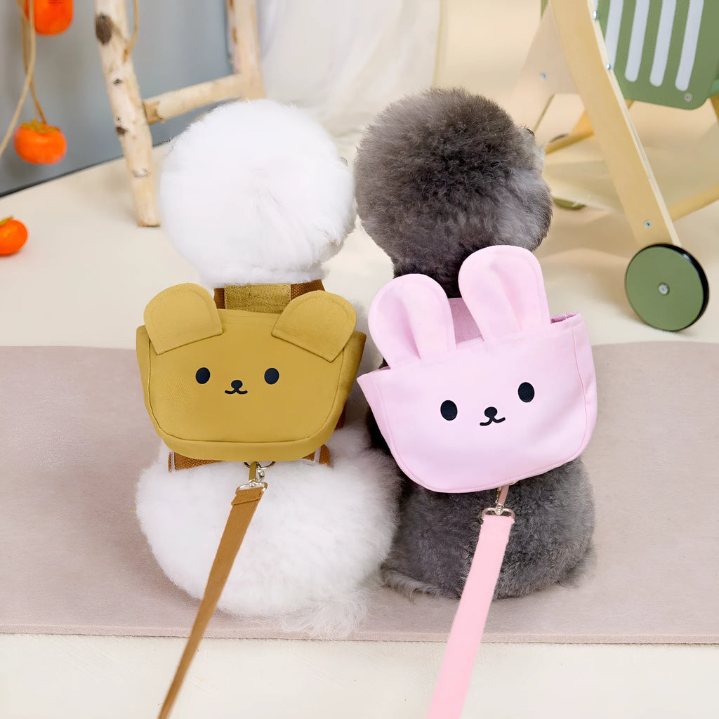 Canvas pet dog backpack in denim style, brown colour, size S/L for small and large dogs