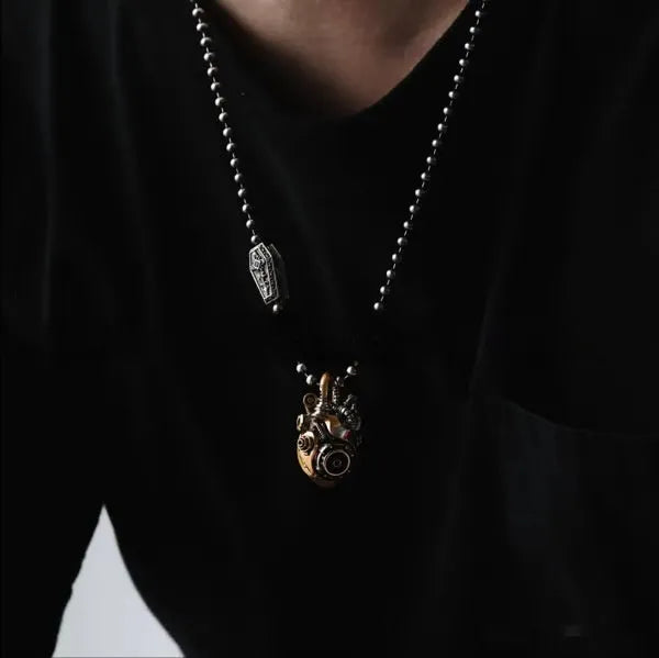 Handmade mechanical heart shaped pendant in metal alloy, available as necklace or keychain, net red style