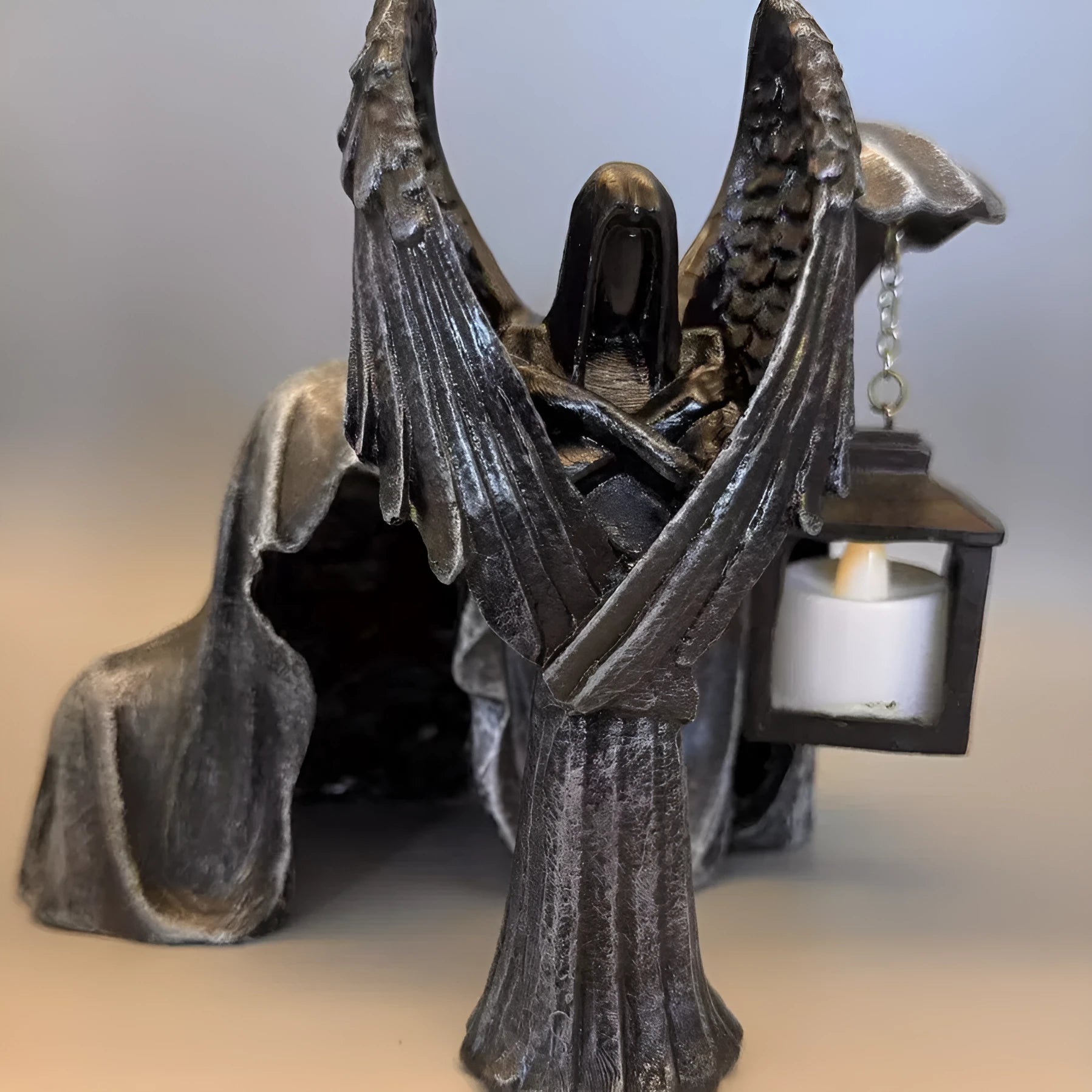 Dark Angel Statue resin ornament measuring 6.5 by 5 by 17 centimetres.