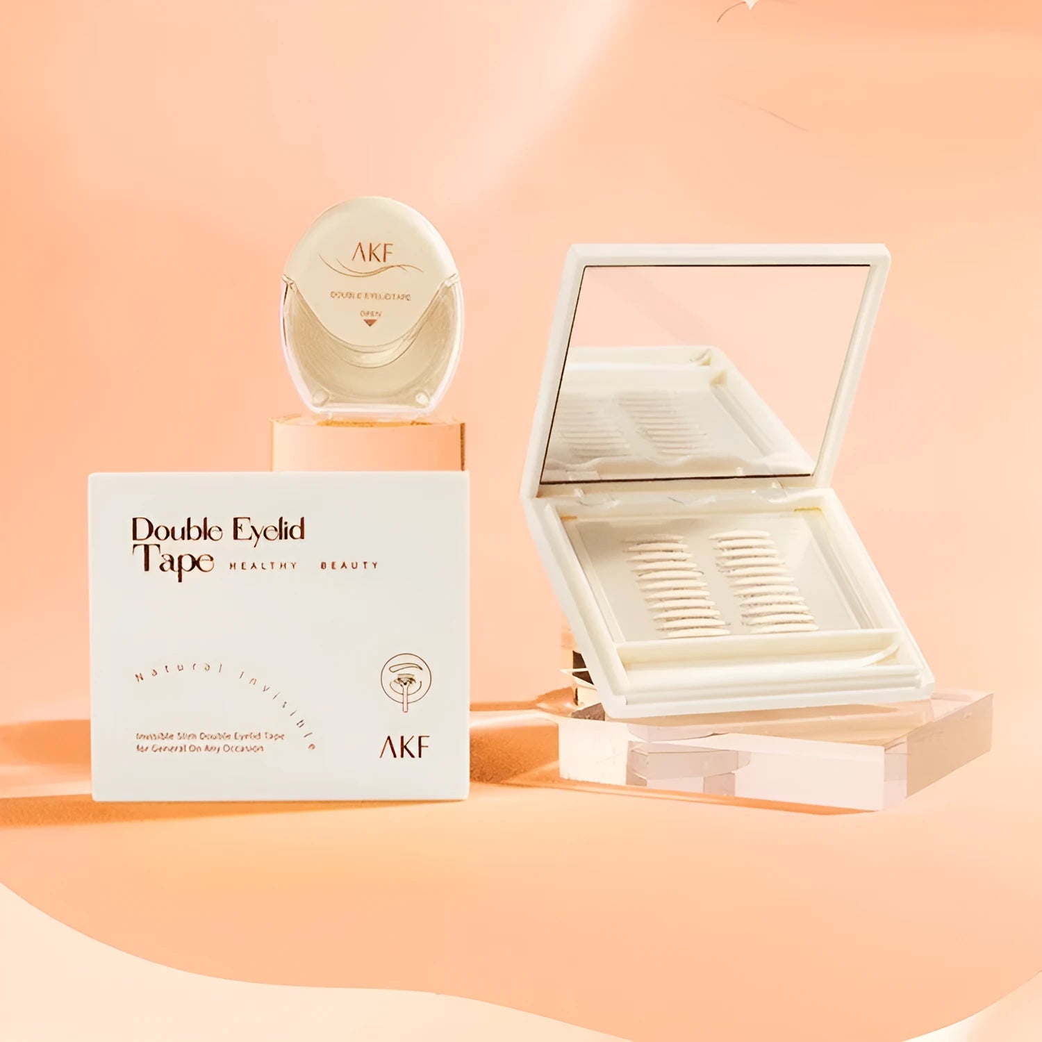Double eyelid stickers roll with invisible lace material in crescent and olive shapes
