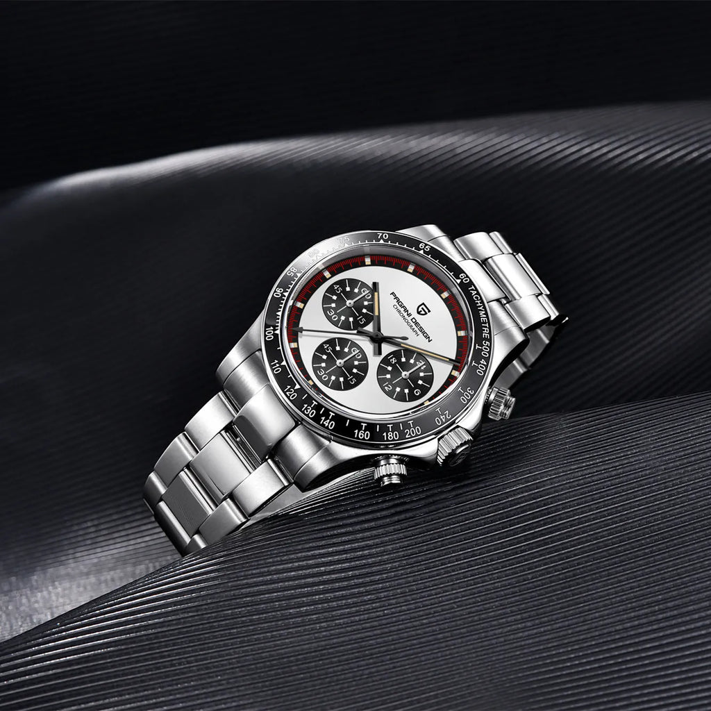 Berjani men's quartz chronograph watch with stainless steel bracelet and 40mm dial