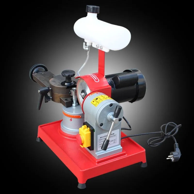 Xiao mowang manual gear grinding machine for sharpening alloy circular saw blades on a workbench.