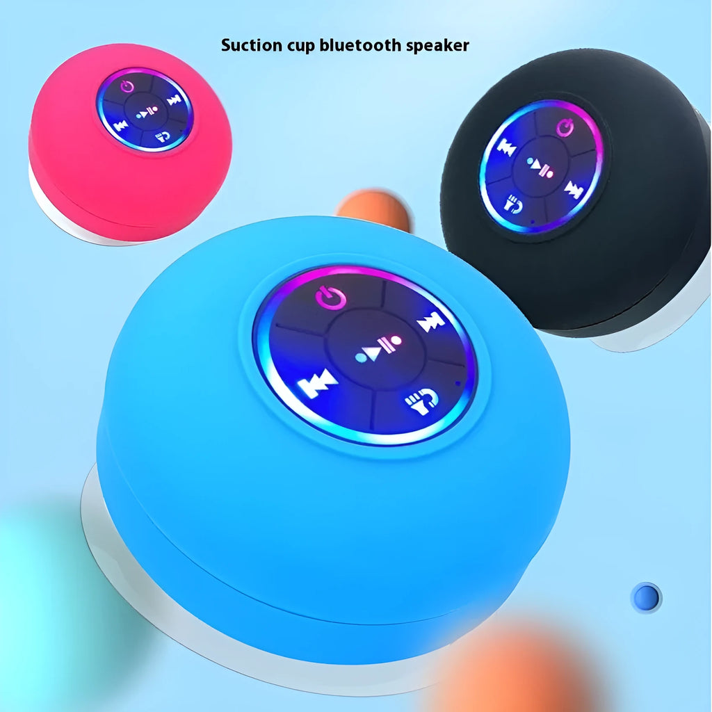 Large waterproof Bluetooth speaker with a suction cup base, shown in one of six available colours.