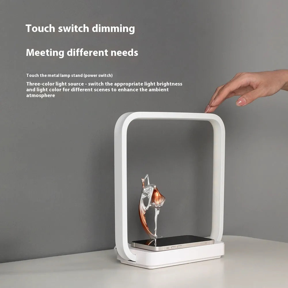 Blue wireless charging atmosphere table lamp with 15W output and decorative lighting
