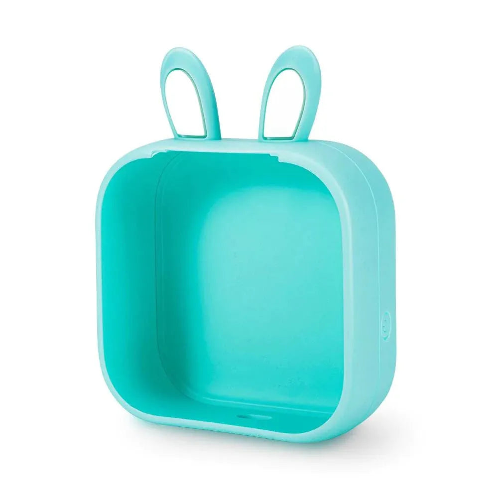 Mini pocket portable printer with USB cable and paper rolls in pink rabbit ear protective case