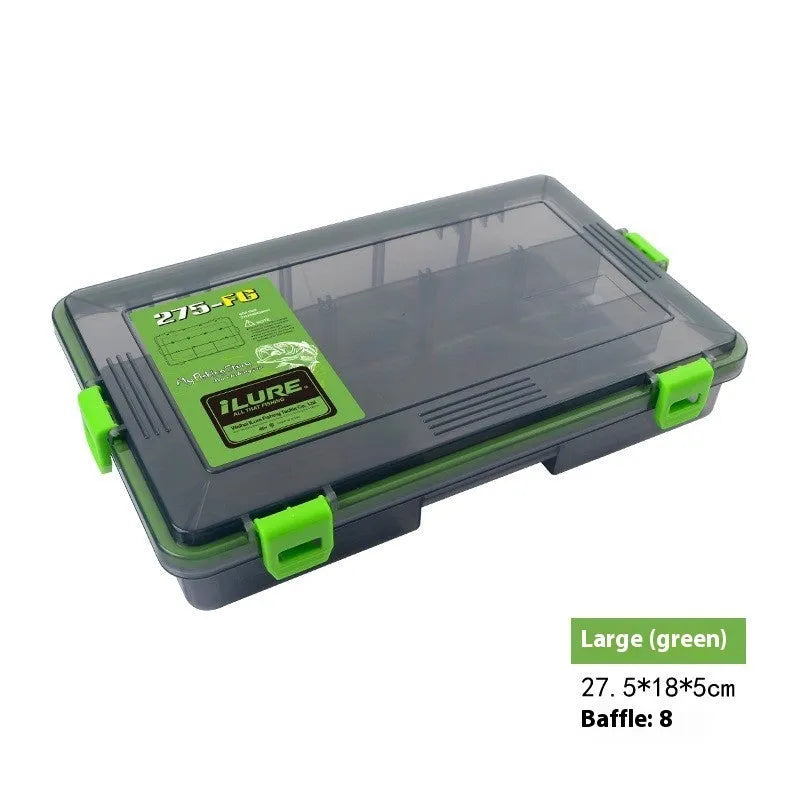 Blue waterproof plastic fishing lure storage box for tackle organisation.