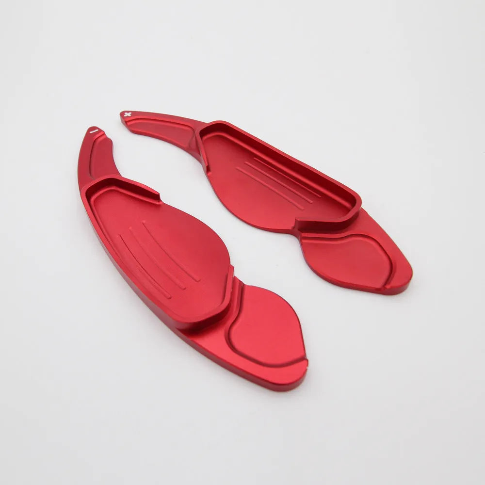 Set of aluminium alloy shift paddles for Jaguar steering wheel in black blue red and silver colours