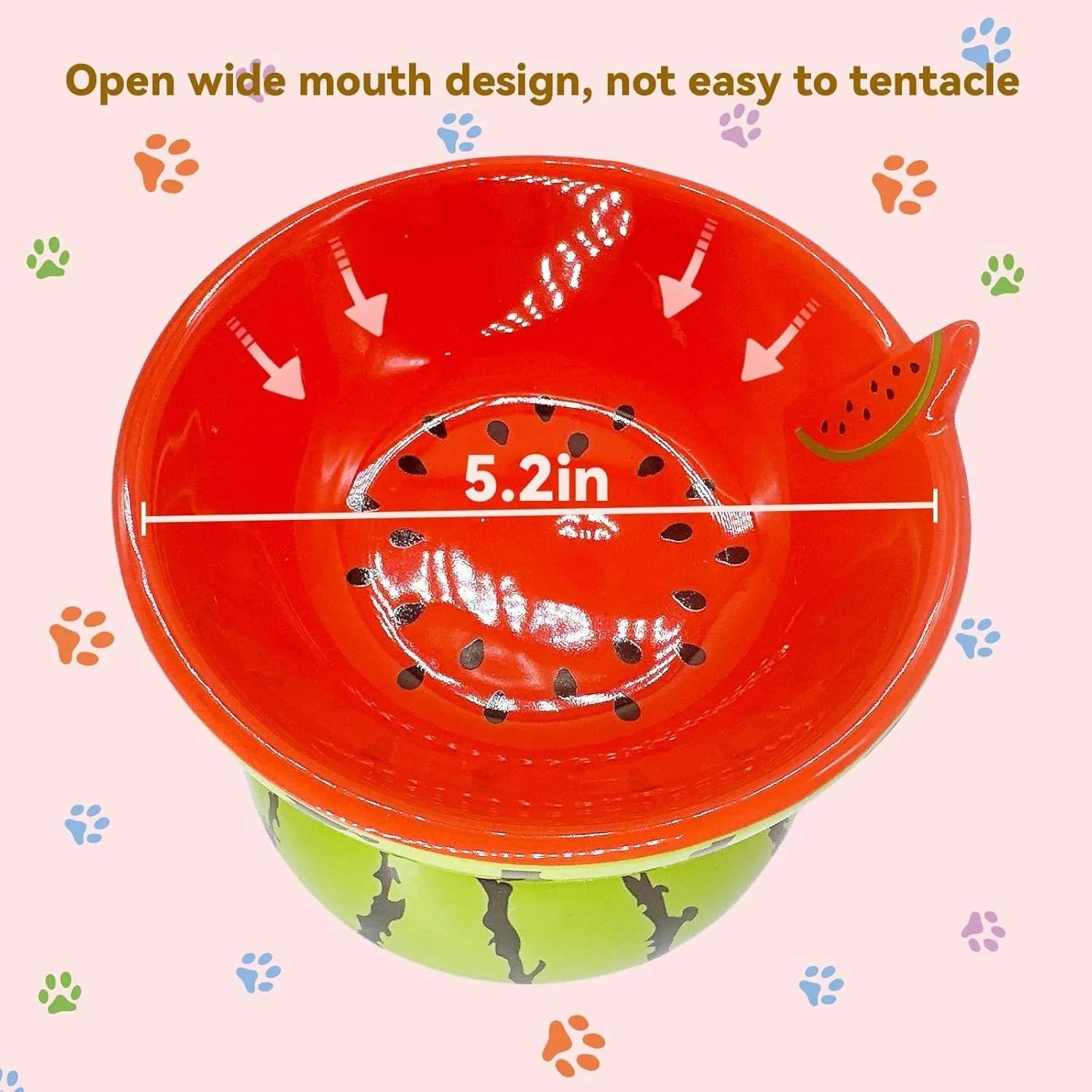 Orange patterned ceramic raised cat bowl on a tilted stand for food and water.