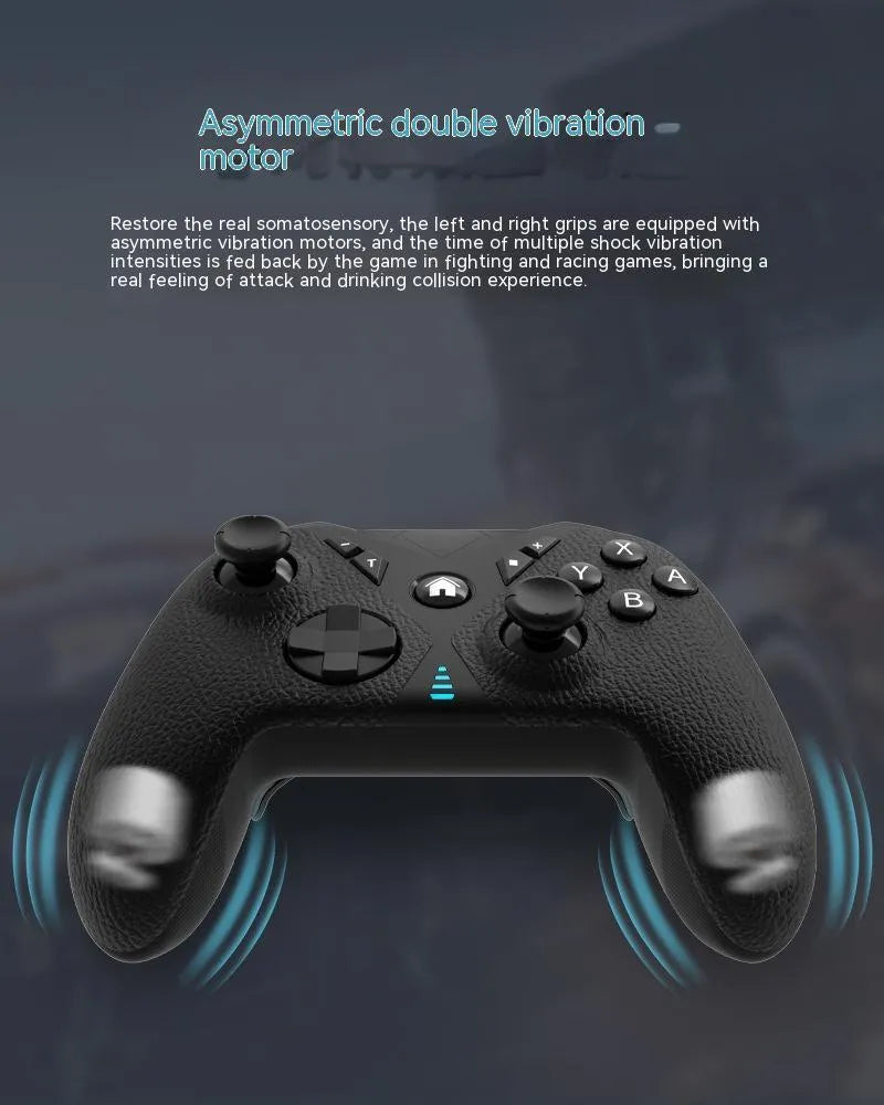 Black wireless game controller with leather pattern for Nintendo Switch and mobile phones.