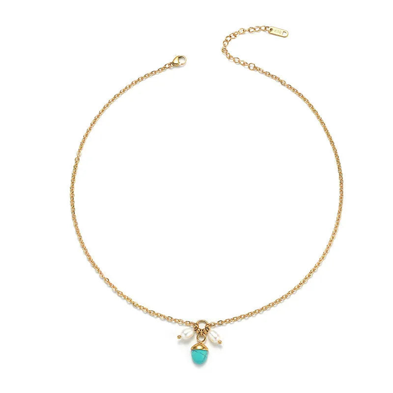 Non-fading natural white textured pearl pendant necklace in five colour options B031 to B035
