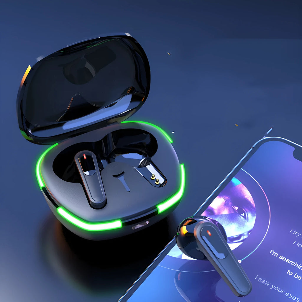 Black Pro60 model Bluetooth headset with charging cabin for outdoor running and mountaineering.