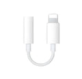 White Lightning to 3.5mm headphone adapter cable for iPhone, showing both connectors.