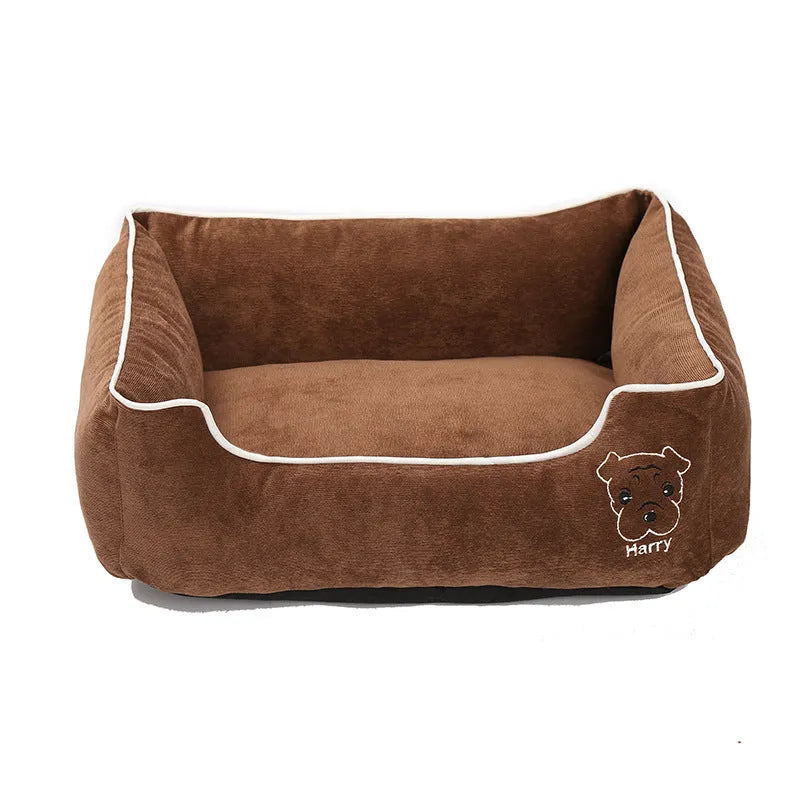 Bite resistant corduroy dog kennel in Blue colour, size XL, with dimensions 70 x 53 x 20 cm