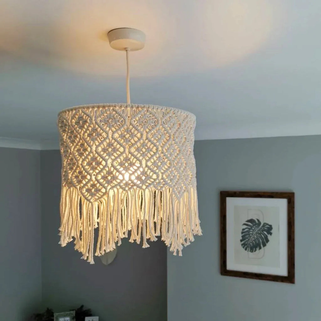 Handmade beige cotton string woven lampshade 30x50cm pendant light shade