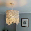 Handmade beige cotton string woven lampshade 30x50cm pendant light shade