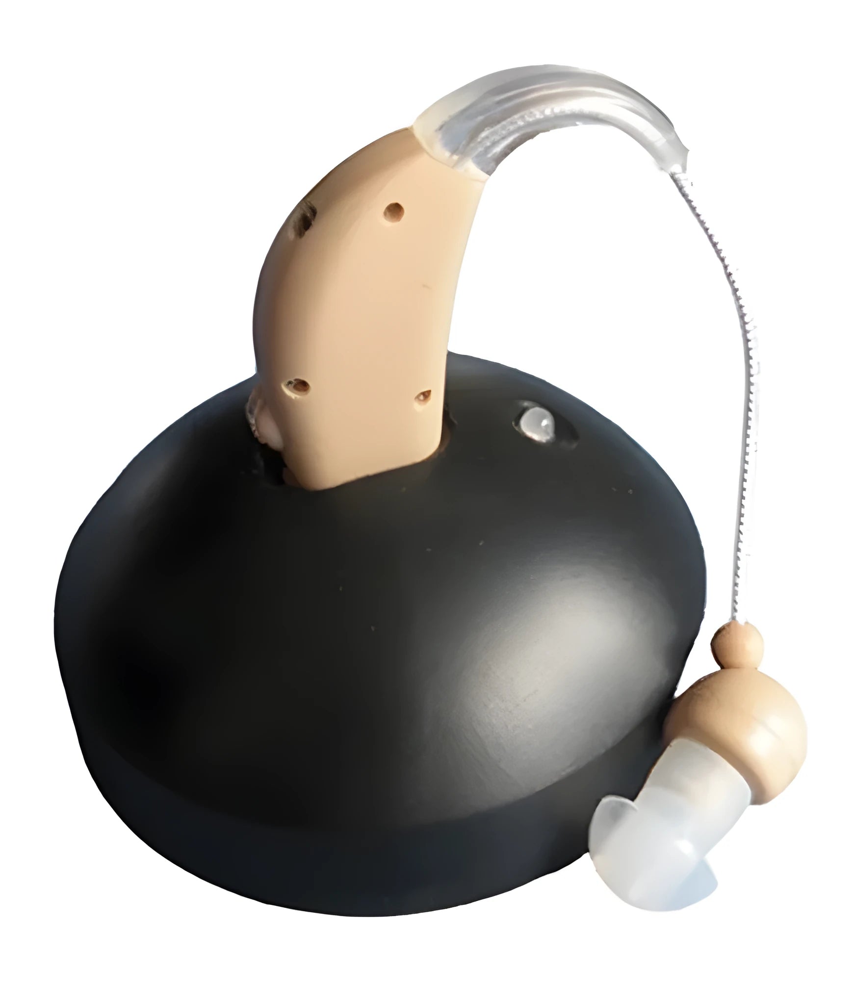 U-Kiss rechargeable behind-the-ear digital hearing aid amplifier on a white background.