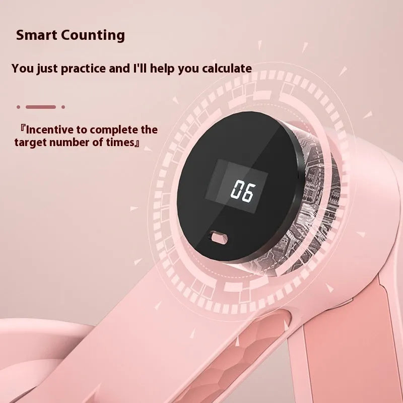Intelligent counting pelvic floor muscle trainer in white peach pink with 360 degree rotation for leg shaping