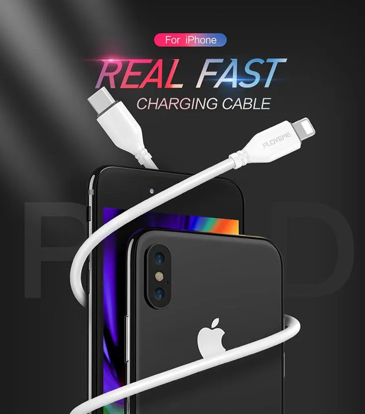 White USB-C to Lightning charging cable with MFi certification for Apple devices